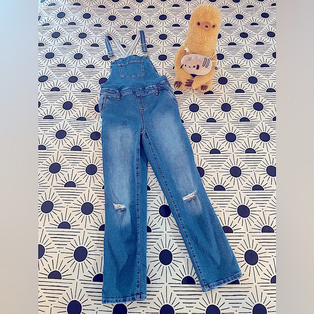 Classic Girl’s F21 Distressed Denim Overalls (Sz. 11-12)